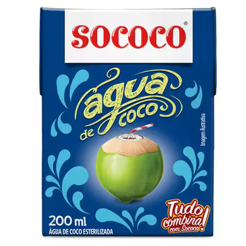 Água de Coco Sococo Tetra Pack 200ml - Embalagem com 24 Unidades