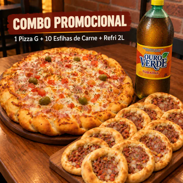 PROMO - 1 Pizza G + 10 Esfihas + Refri 2L