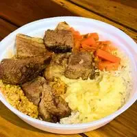 Marmita P - Completona Filé de Frango, Alcatra na Chapa, Arroz, Feijão