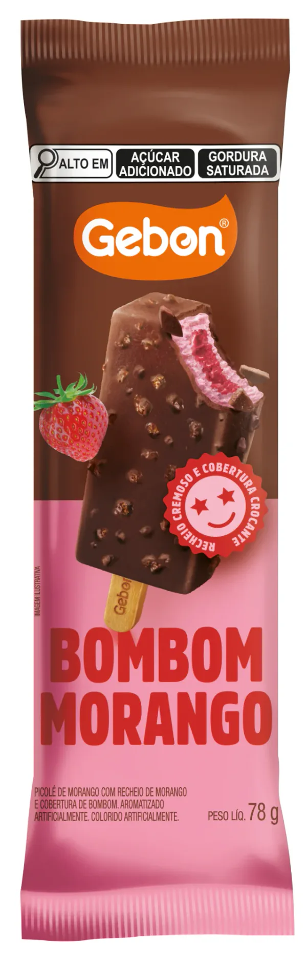 SORVETE GEBOM BOMBOM DE MORANGO