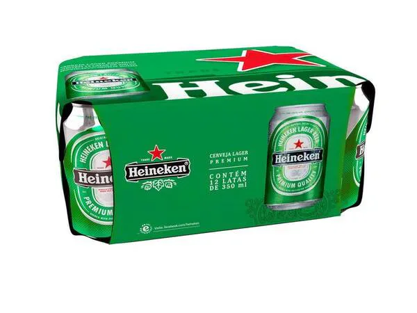 Cerveja Lager Premium Puro Malte Heineken Lata 350ml Cx C/12un