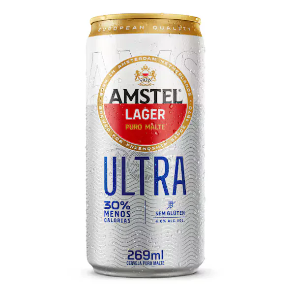 Cerveja Ultra Amstel Puro Malte Sem Glúten Lata 269ml