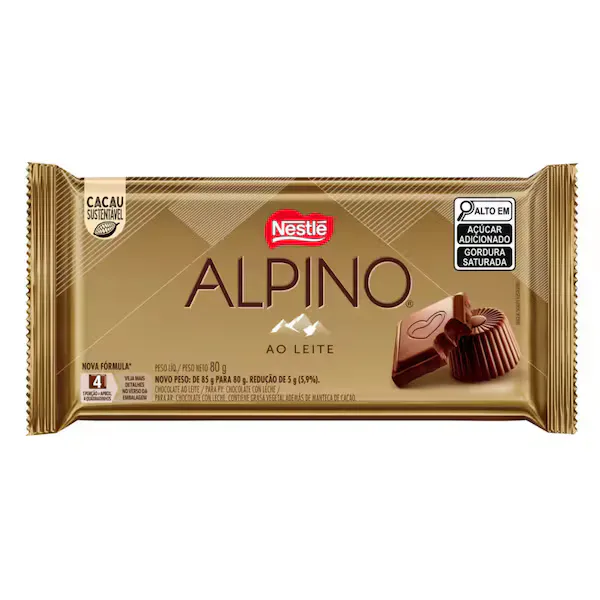 Barra de Chocolate Ao Leite Alpino Nestlé 80g