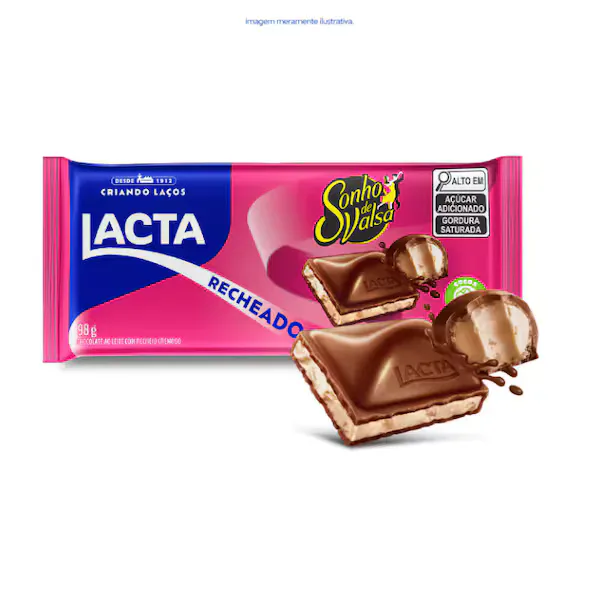 Chocolate Ao Leite Lacta com Recheio Sonho de Valsa 98g