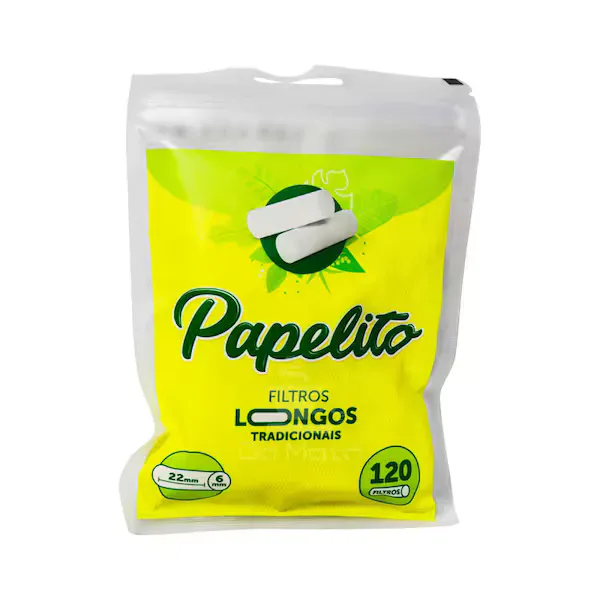 Filtro de Tabaco Longo Papelito Tradicional 22x6mm 120 Unidades