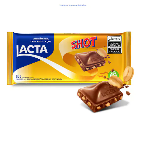 Chocolate Ao Leite com Amendoim Lacta Shot 80g